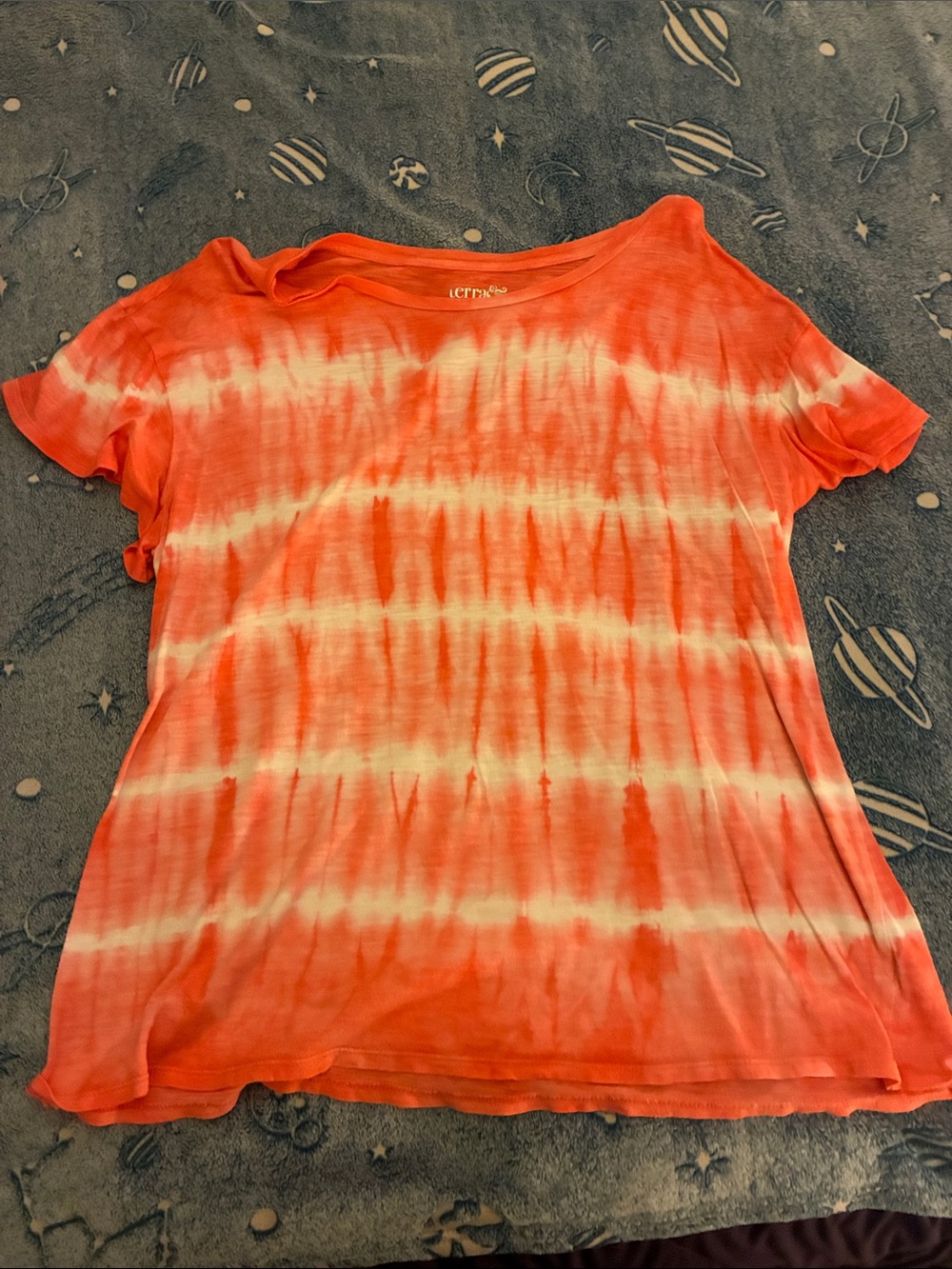 Leota Orange and White Tie-Dye Short Sleeve Tee